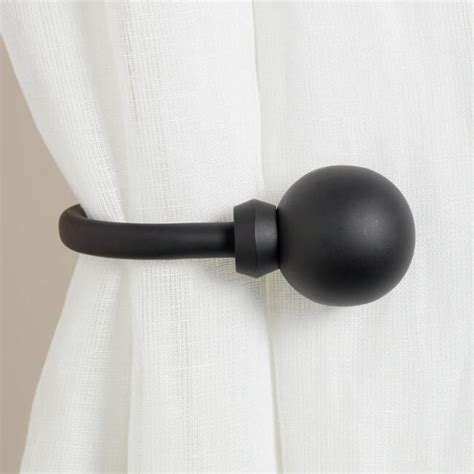 Matte Black Ball Holdback, Set of 2 | Metal curtain tie backs, Curtains ...