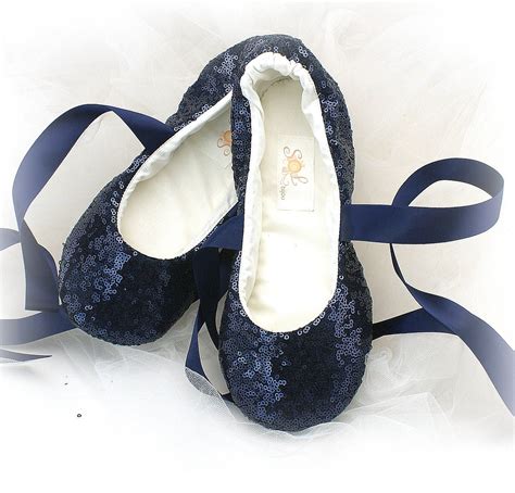 Wedding Ballet Flats Shoes Sequin Navy Blue Wedding Flats | Etsy