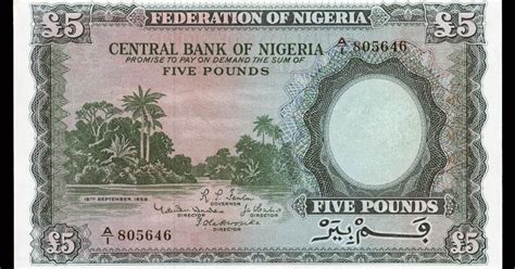 Nigeria 5 Pounds banknote 1958|World Banknotes & Coins Pictures | Old ...