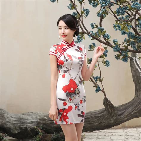 2022 chinese dress women traditional satin cheongsam qipao flower print wedding vintage qipao ...