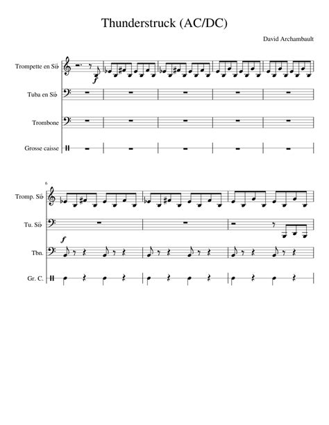 Thunderstruck (AC/DC) sheet music for Trumpet, Tuba, Trombone, Percussion download free in PDF ...