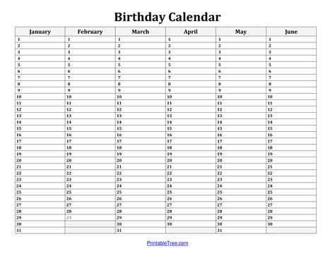 Empty Birthday Calendar - Danya Ellette