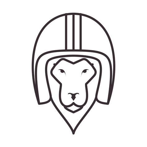 head lion with helmet old lines hipster logo symbol vector icon ...