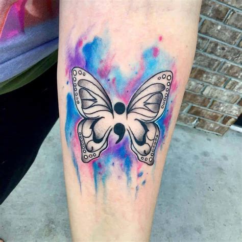 Semicolon Butterfly Tattoo