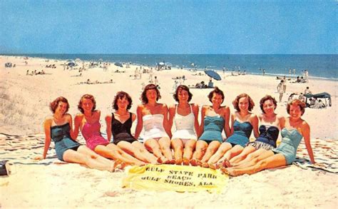 GULF SHORES State Park Beach BATHING BEAUTIES Alabama Pinup c1950s Vintage | United States ...