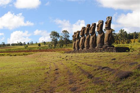 Ahu Akivi - the only moai statues facing ocean