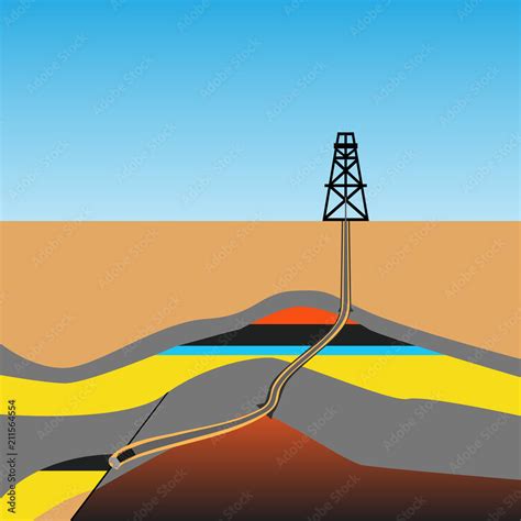 Drilling rig vector with oil and gas formation Stock Vector | Adobe Stock