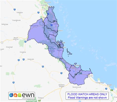 QLD Flood Watch: Coastal Catchments Between Cairns and Ayr - ewn.com.au Alert