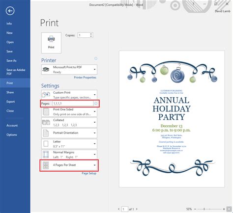 The Frozen Geek: Printing 4 Copies Per Sheet In Word 2016