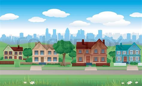 House background with cityscape behind | Stock vector | Colourbox