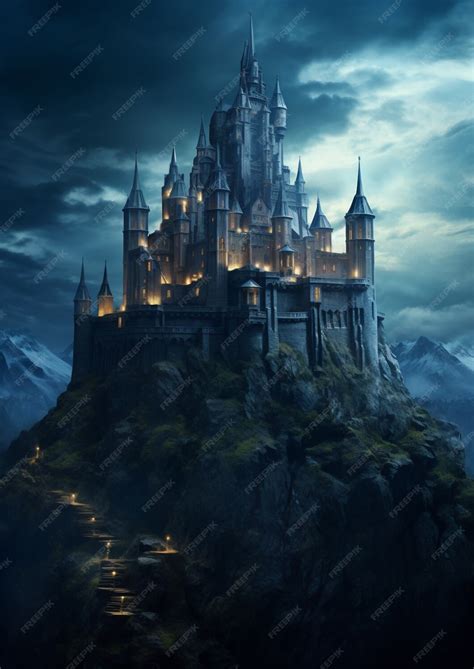 Free AI Image | View of castle at night with scary atmosphere