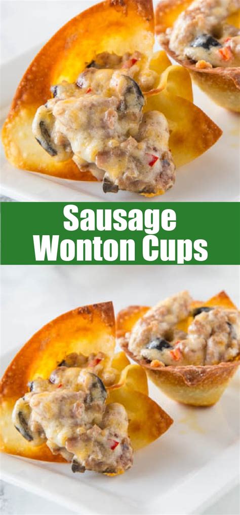 Cheesy Sausage Wonton Cups - Dinners, Dishes, and Desserts