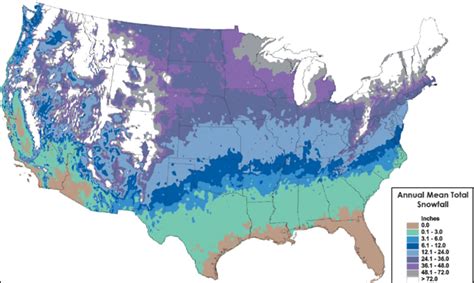 America's Average Seasonal Snowfall Map : weather