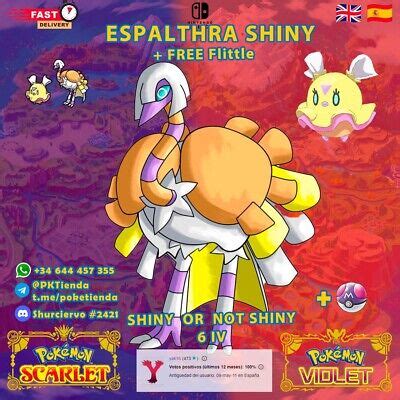 ESPATHRA + FITTLE SHINY 🍊 Pokemon Scarlet Escarlata Violet Purpura 🍇 6 ...