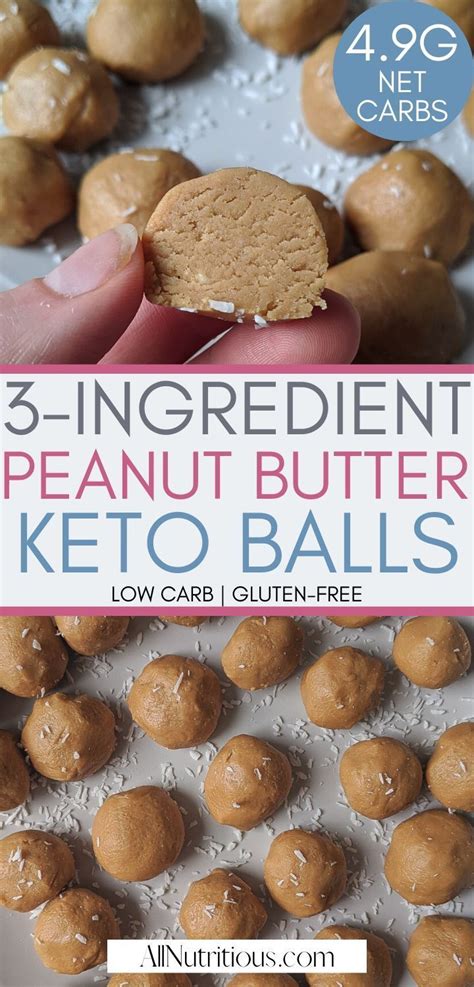 3-Ingredient Keto Peanut Butter Balls (No-bake) - All Nutritious | Low carb peanut butter, Keto ...