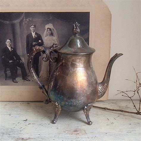 vintage tarnished silver teapot