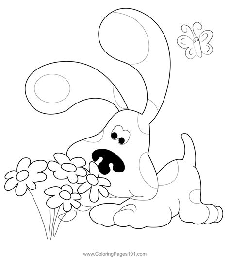 Baby Blues Clues Smelling Flower Coloring Page for Kids - Free Blue's Clues Printable Coloring ...