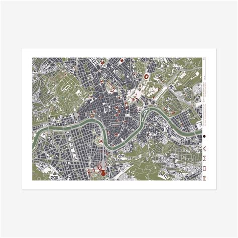 Rome Engraving Map Canvas Print by Planos Urbanos - Fy