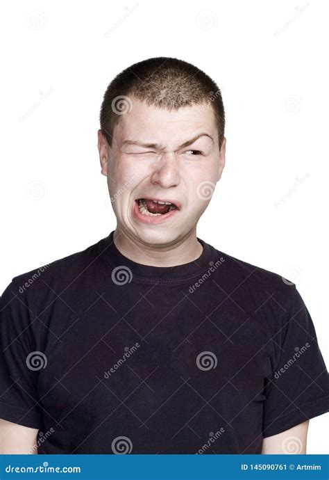 Portrait of Young Man. Facial Expression Stock Image - Image of humor, furious: 145090761