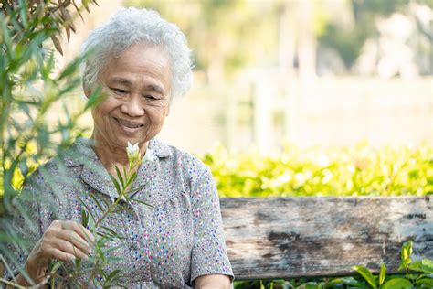 Asian senior or elderly old lady woman holding red rose flower, smile ...