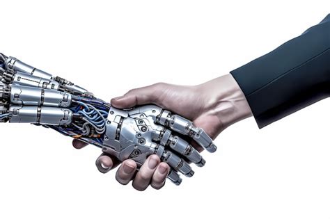 Premium AI Image | Human and robot handshake business relationship symbol Make money with chat ...