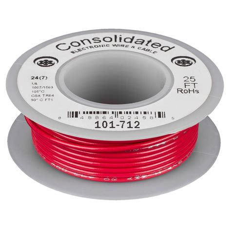 Consolidated Stranded 24 AWG Hook-Up Wire 25 ft. Red UL Rated