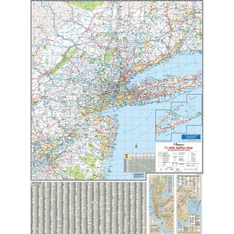 New York City 75-Mile Radius Tri-State Area Regional Wall Map by Kappa ...