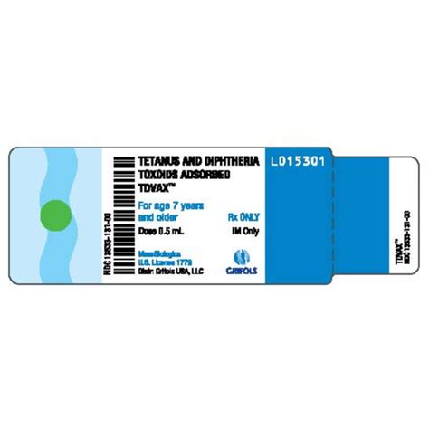 TDVAX Tetanus/Diphtheria Toxoid Adsorbed Vaccine, 0.5mL Vial | Bound Tree