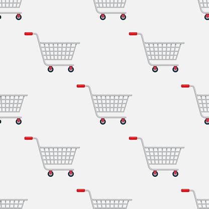 Shopping Cart Seamless Pattern Wallpaper Stock Illustration - Download ...