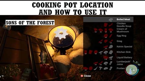 Sons of the forest cooking pot location and how to use it - YouTube