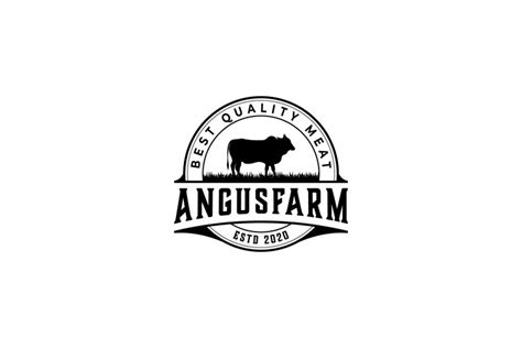 Vintage angus farm ranch logo design