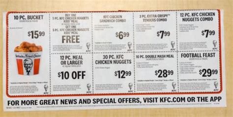 9 KFC Kentucky Fried Chicken Coupons (1 Sheet), NEW Expiration 3/23 ...