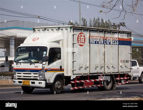 Chiangmai, Thailand - March 5 2020: Container truck of Nippon Express Logistic. Photo at road no ...