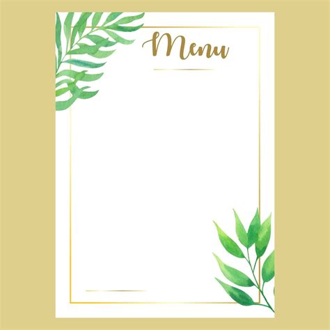 Blank Menu Design Templates | Menu card template, Printable menu template, Menu card design