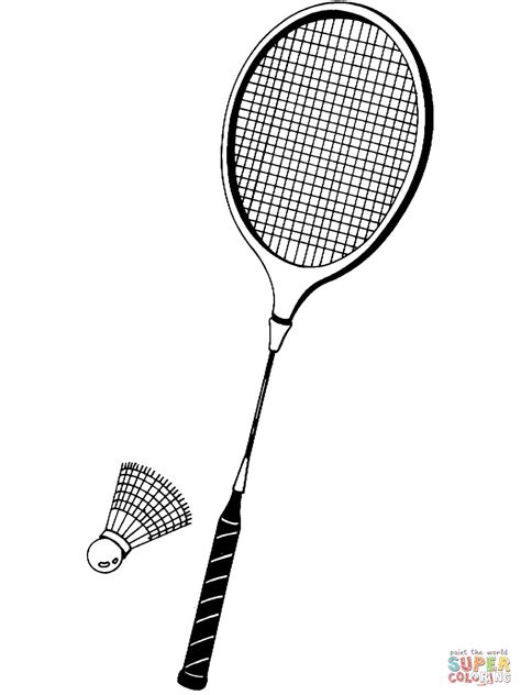 Shuttlecock and Badminton Racket coloring page | Free Printable Coloring Pages