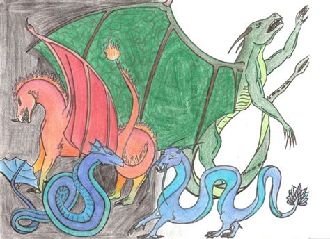 Elemental dragons by RequiemsRose on DeviantArt