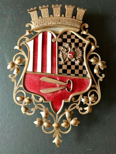 Antique Coat of Arms of Austria-hungary Enamelled Imperial Crest Circa 1890 Heraldry, Double ...