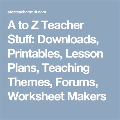 A to Z Teacher Stuff: Downloads, Printables, Lesson Plans, Teaching ...