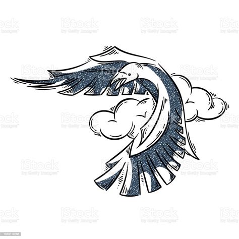 Raven In Abstract Tattoo Style Stock Illustration - Download Image Now ...