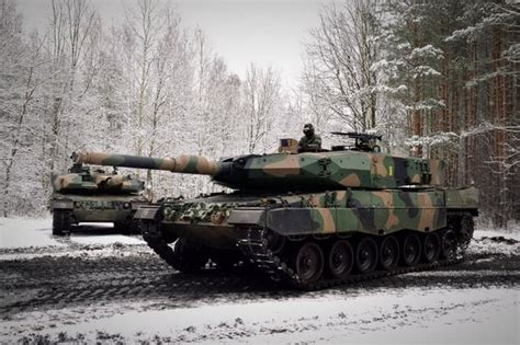 Leopard 2A4 main battle tanks of the Royal Canadian Dragoons, C Squadron during exercise Maple ...