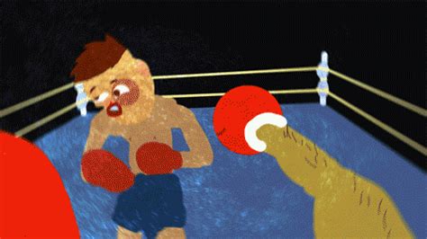 an animated image of two men fighting each other in a boxing ring with ...