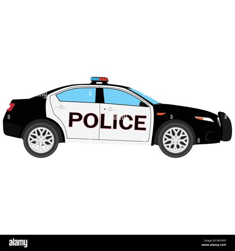 Vector illustration. Police car side view isolated on white background. Police transport Stock ...