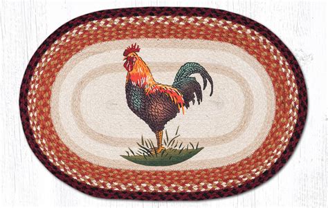 OP-471 Rustic Rooster Oval Rug | The Braided Rug Place