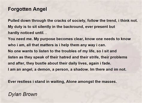 Forgotten Angel - Forgotten Angel Poem by Dylan Brown