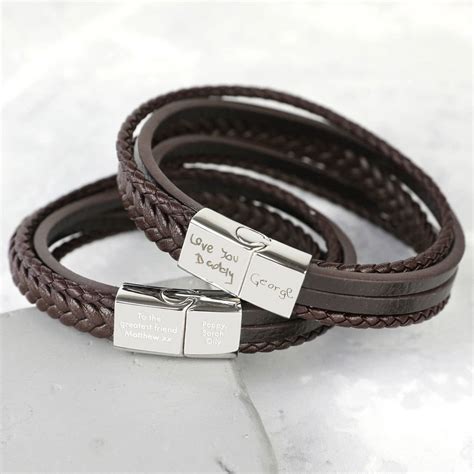 men's personalised layered leather straps bracelet by lisa angel | notonthehighstreet.com