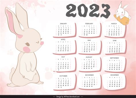 Year 2023 Calendar Cartoon