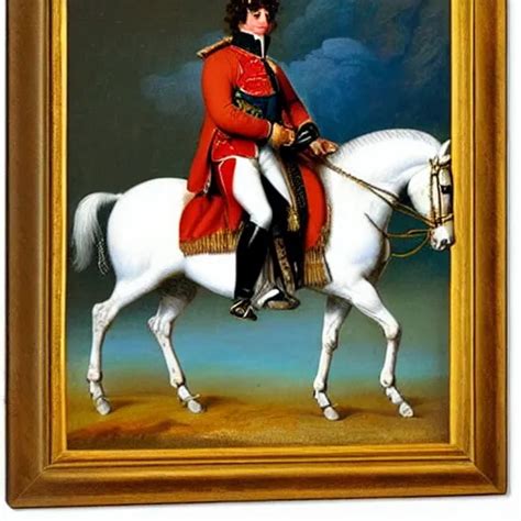 painting of napoleon bonaparte on his horse by bob ross | Stable Diffusion