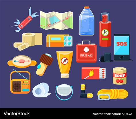 Camping emergency kit Royalty Free Vector Image