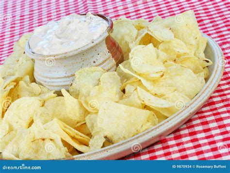 Potato Chips and Dip stock photo. Image of close, details - 9870934