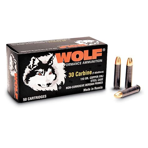 250 rds. .30 Wolf® FMJ Ammo - 90211, .30 M1 Carbine Ammo at Sportsman's ...